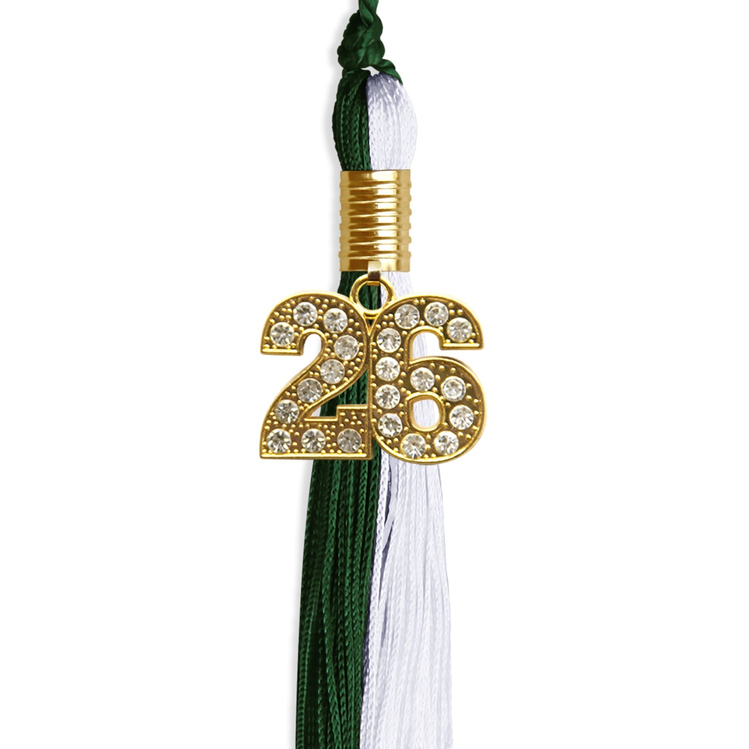 Hunter Green/White Graduation Tassel with Gold Date Drop - Endea Graduation