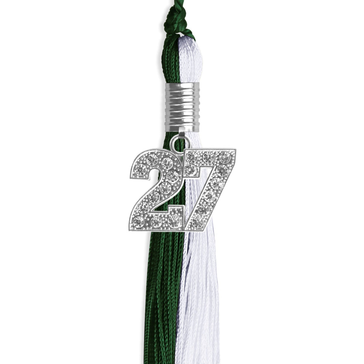 Hunter Green/White Graduation Tassel with Silver Bling Charm - Endea Graduation