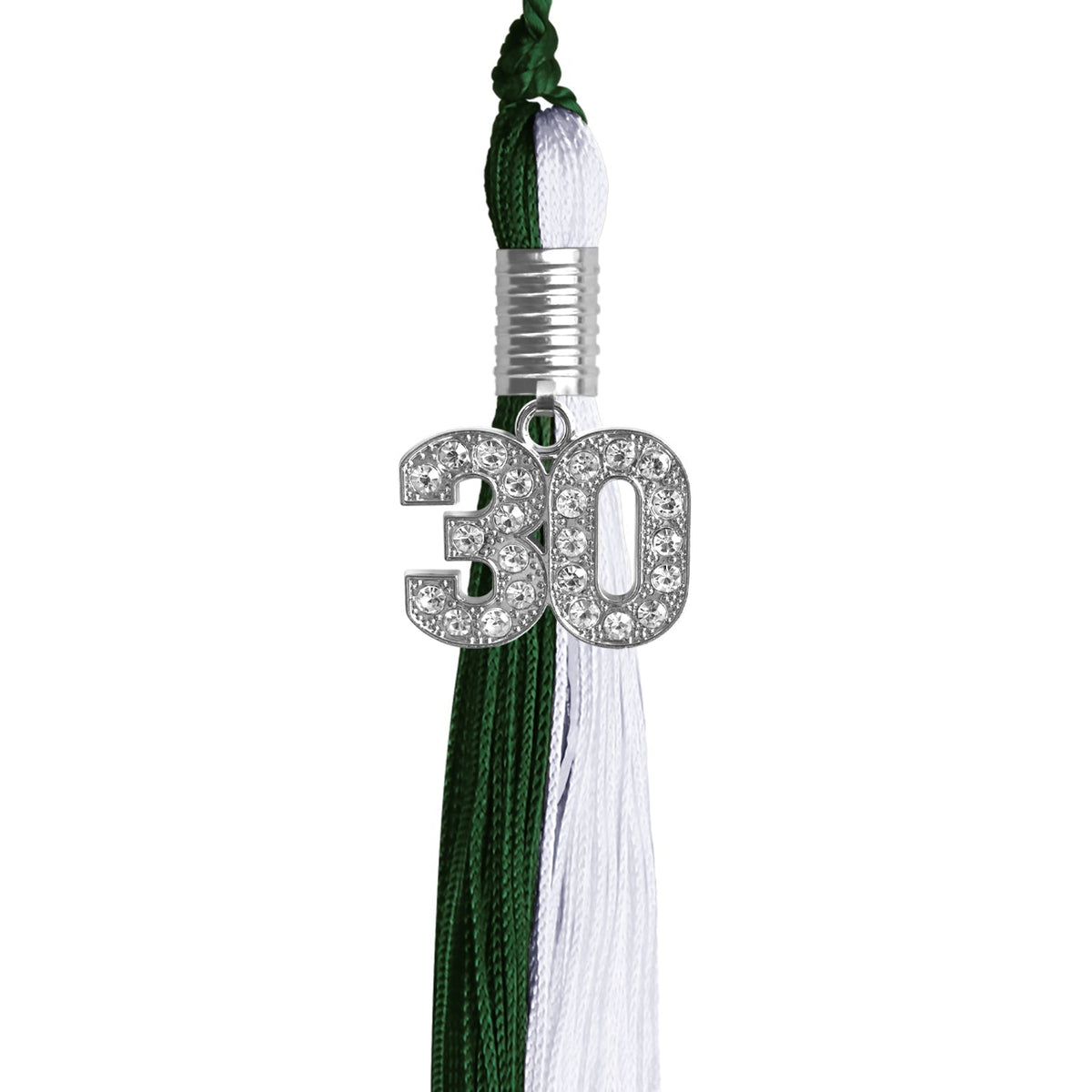 Hunter Green/White Graduation Tassel with Silver Bling Charm - Endea Graduation
