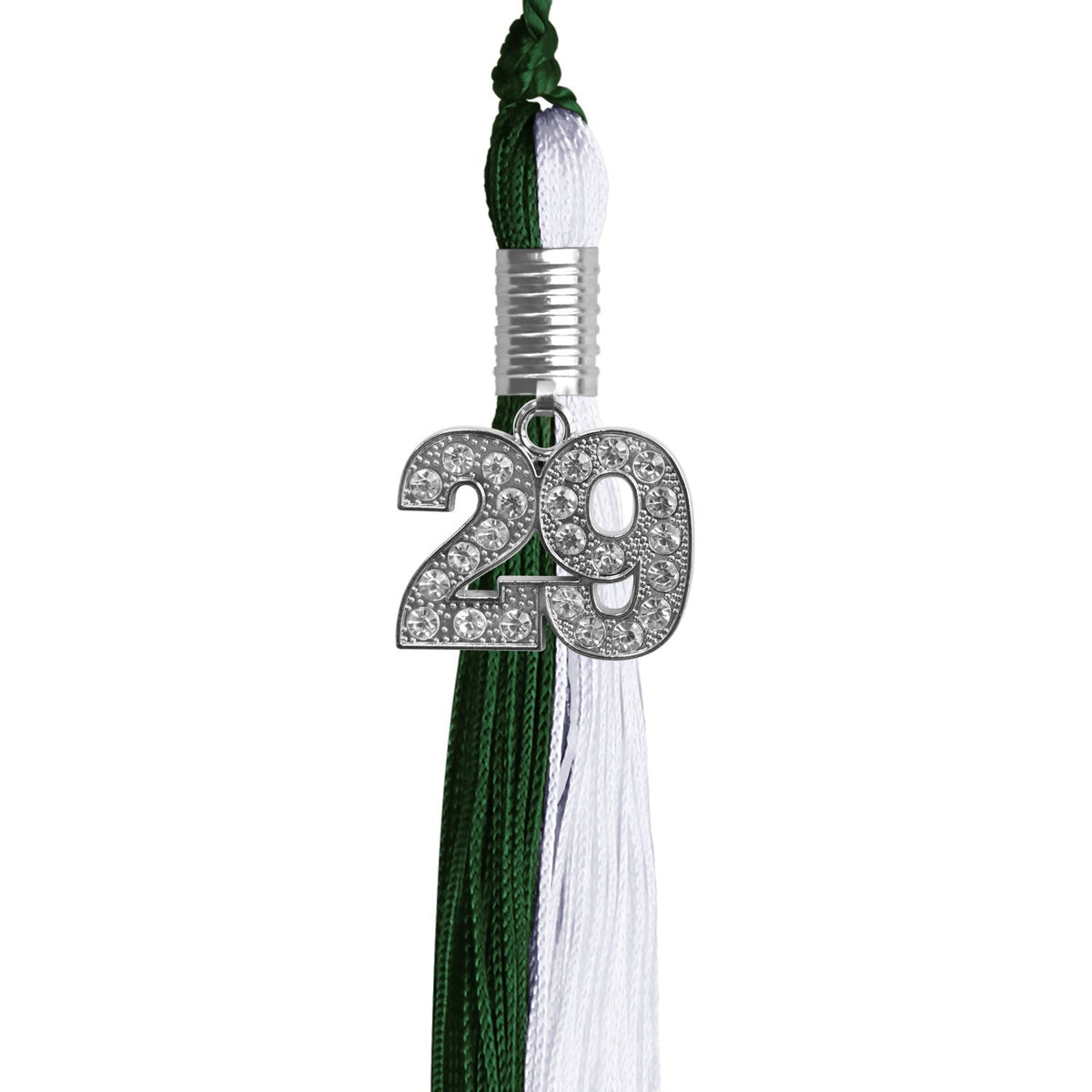 Hunter Green/White Graduation Tassel with Silver Bling Charm - Endea Graduation