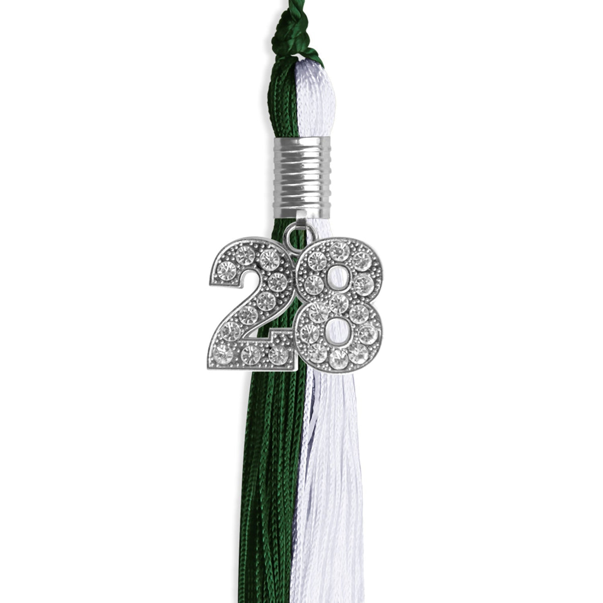 Hunter Green/White Graduation Tassel with Silver Bling Charm - Endea Graduation