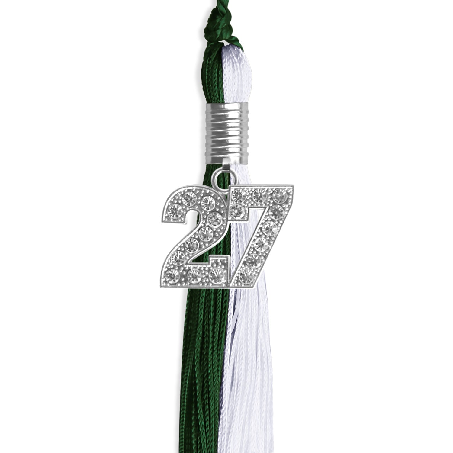 Hunter Green/White Graduation Tassel with Silver Date Drop - Endea Graduation