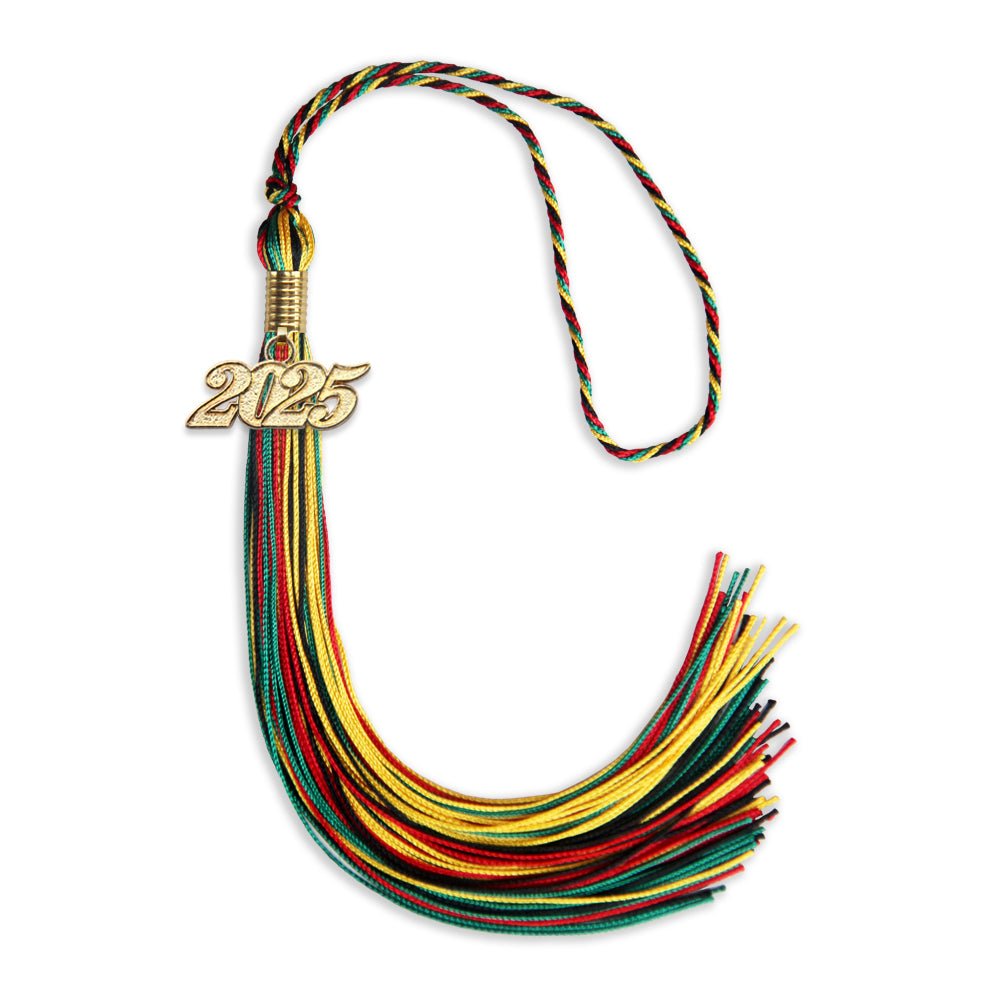 Kente Mixed Color Graduation Tassel with Gold Date Drop - Endea Graduation