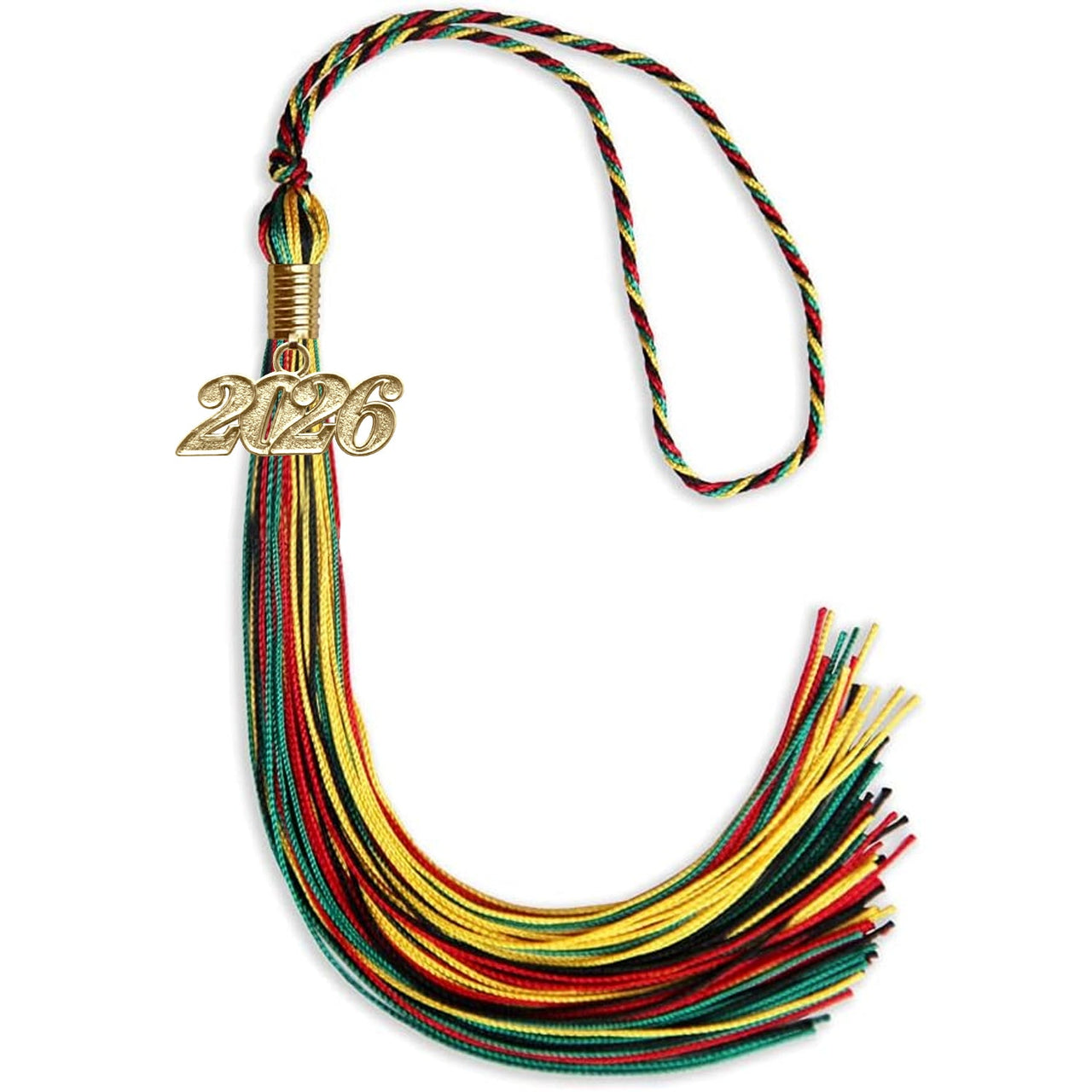 Kente Mixed Color Graduation Tassel with Gold Date Drop - Endea Graduation