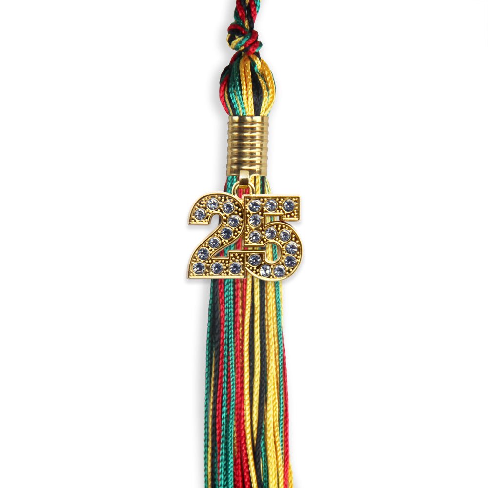 Kente Mixed Color Graduation Tassel with Gold Date Drop - Endea Graduation