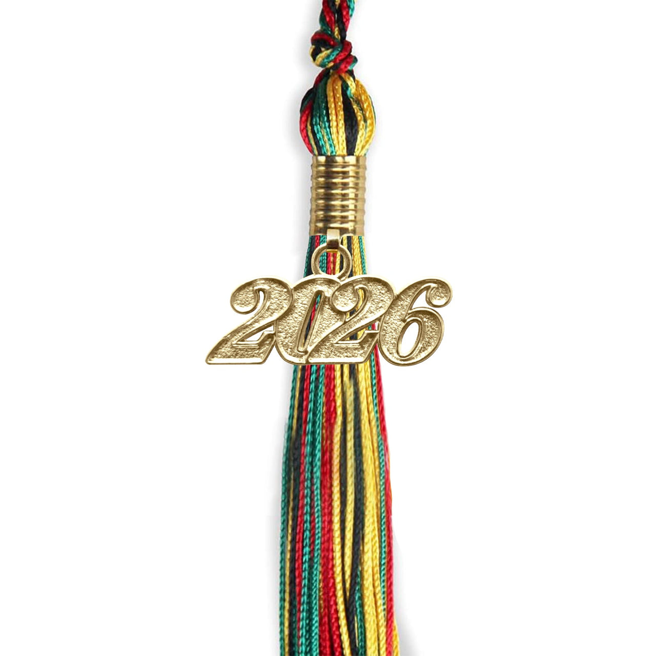 Kente Mixed Color Graduation Tassel with Gold Date Drop - Endea Graduation