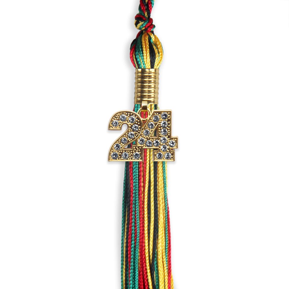 Kente Mixed Color Graduation Tassel with Gold Date Drop - Endea Graduation