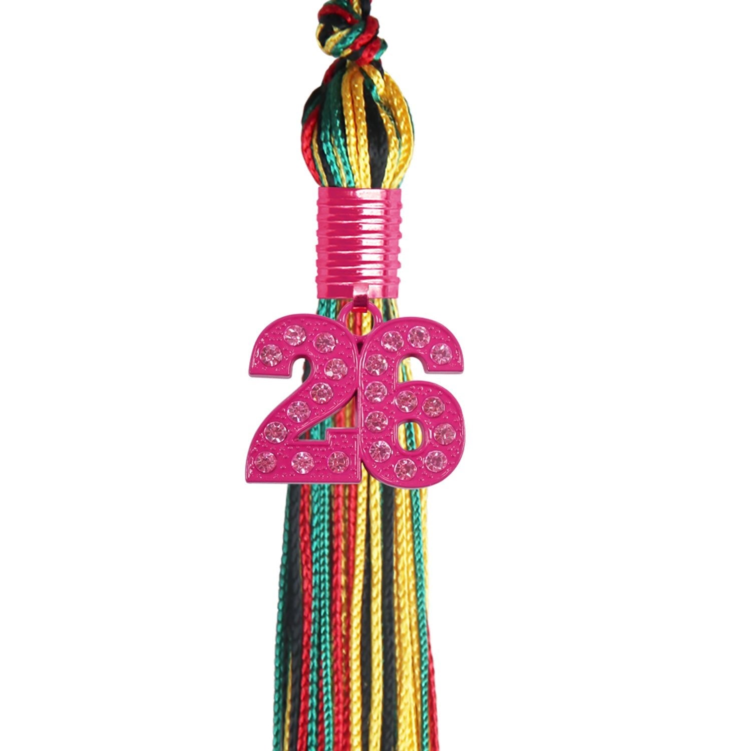 Kente Mixed Color Graduation Tassel with Pink Bling Charm - Endea Graduation