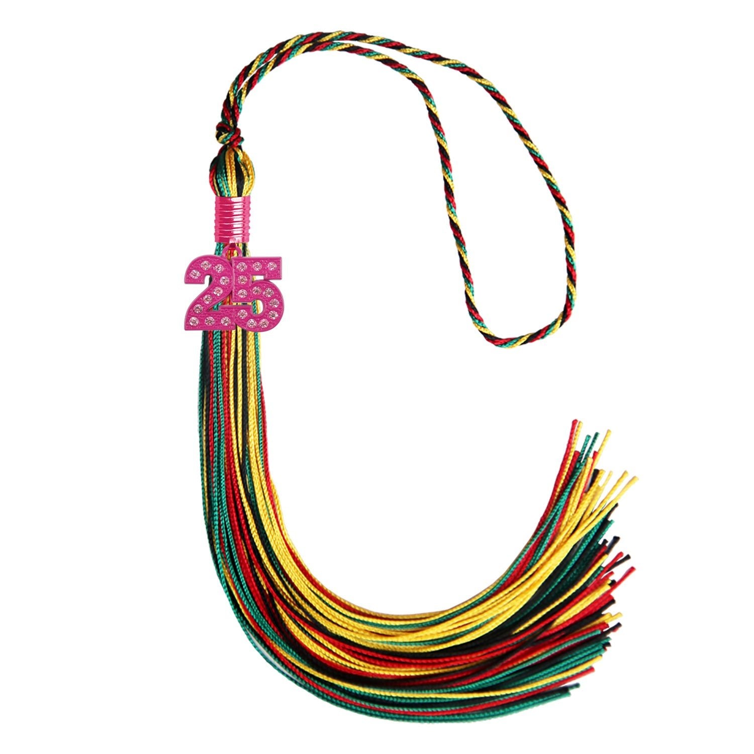 Kente Mixed Color Graduation Tassel with Pink Bling Charm - Endea Graduation