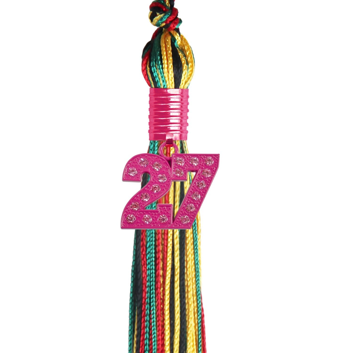 Kente Mixed Color Graduation Tassel with Pink Bling Charm - Endea Graduation