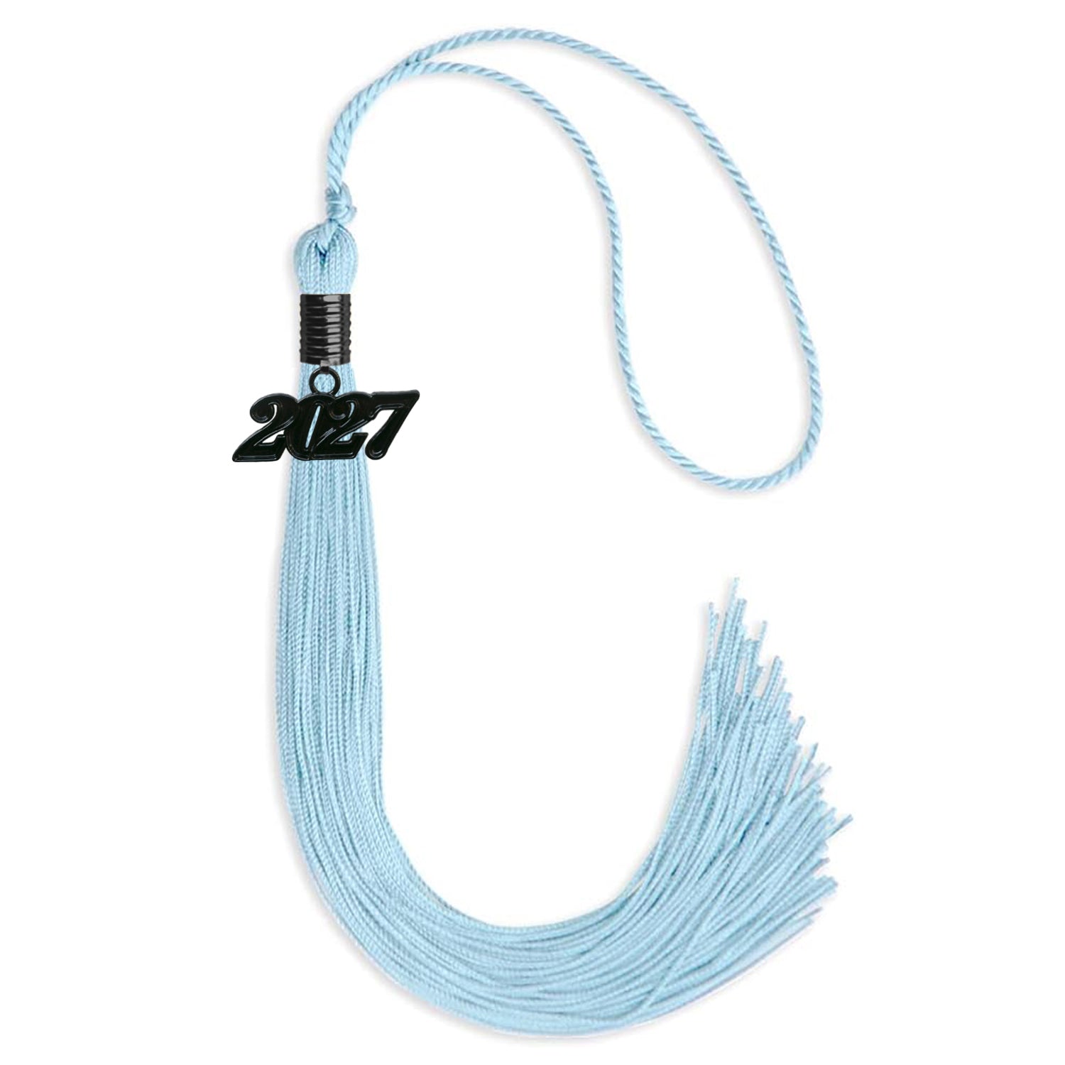 Light Blue Graduation Tassel with Black Date Drop - Endea Graduation