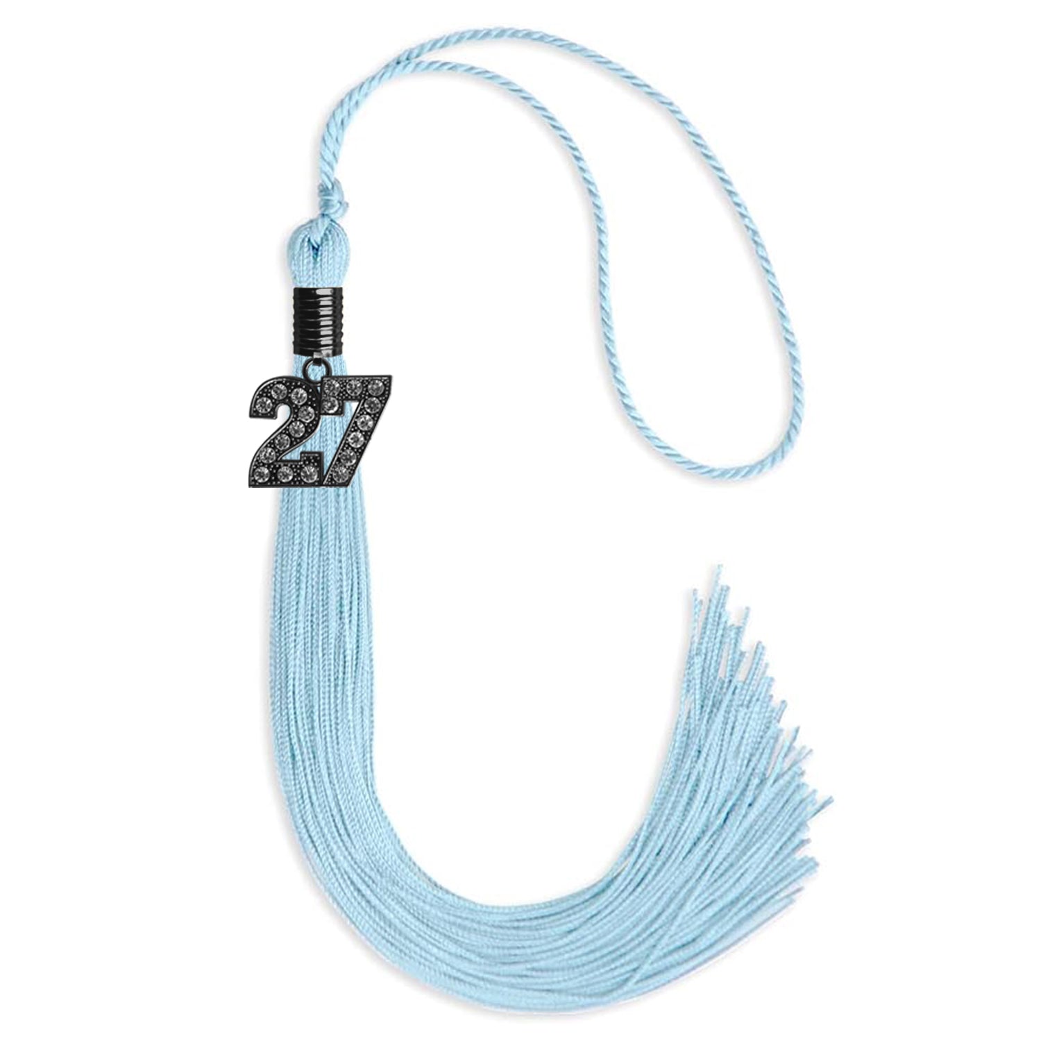 Light Blue Graduation Tassel with Black Date Drop - Endea Graduation