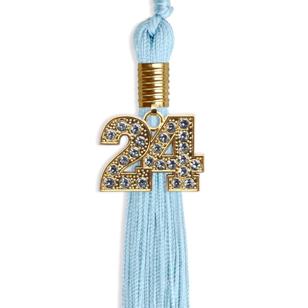 Light Blue Graduation Tassel with Gold Bling Charm - Endea Graduation