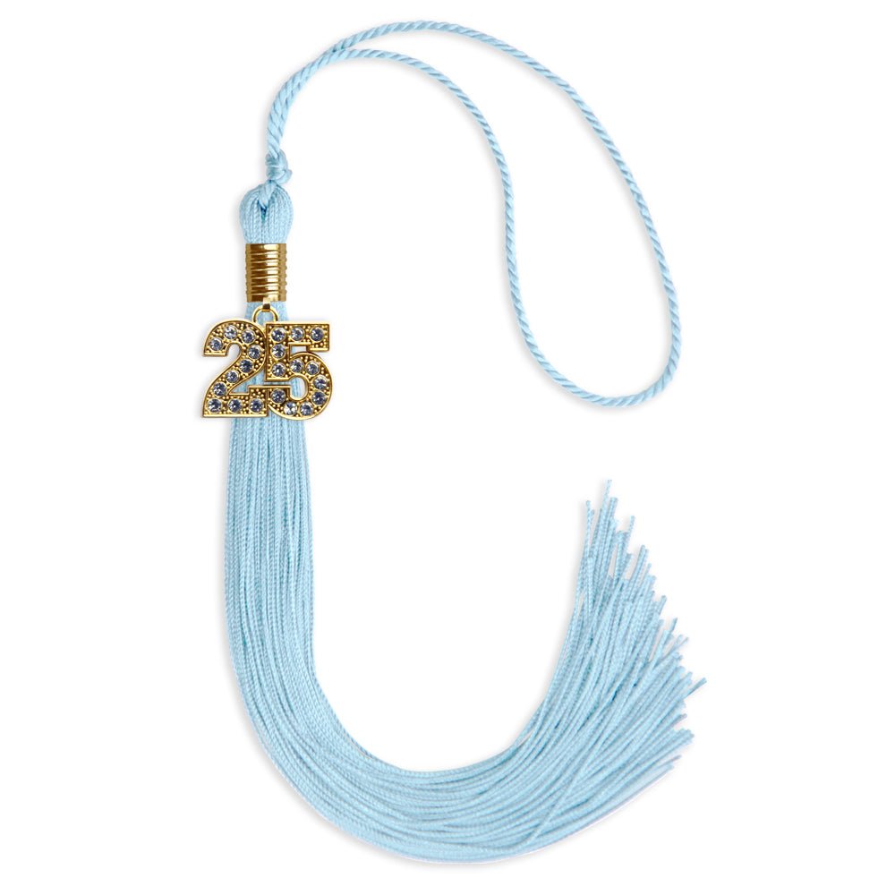 Light Blue Graduation Tassel with Gold Date Drop - Endea Graduation