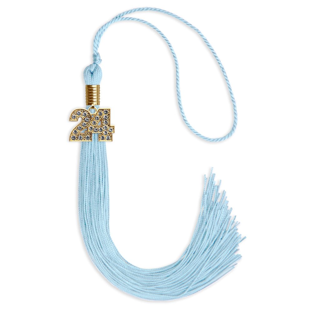 Light Blue Graduation Tassel with Gold Date Drop - Endea Graduation