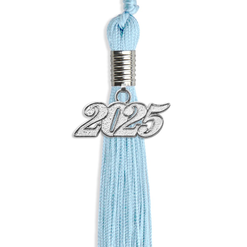 Light Blue Graduation Tassel with Silver Date Drop - Endea Graduation