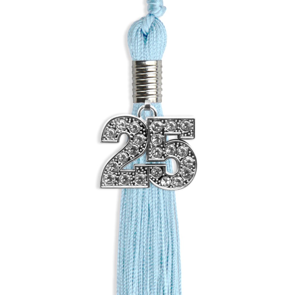 Light Blue Graduation Tassel with Silver Date Drop - Endea Graduation