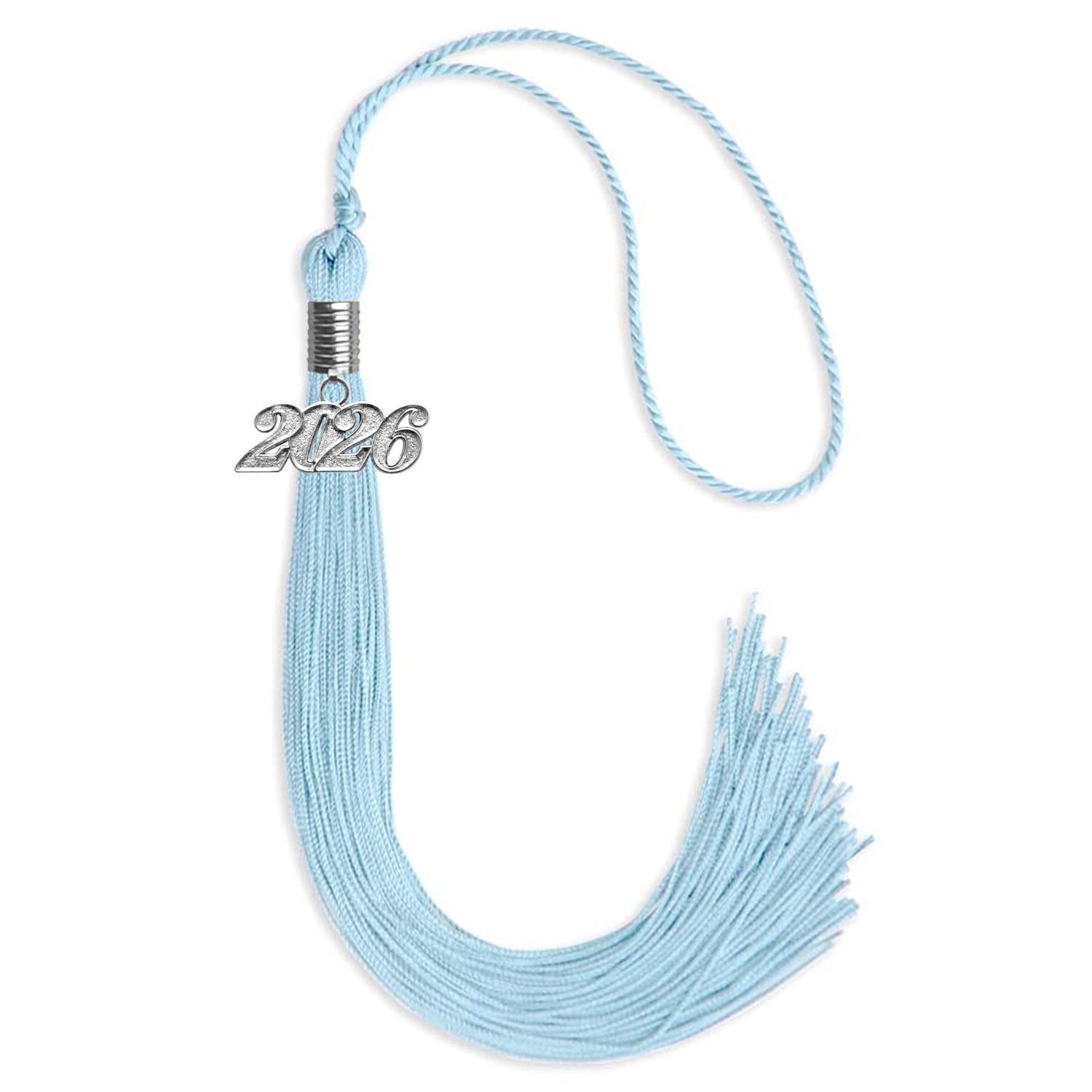 Light Blue Graduation Tassel with Silver Date Drop - Endea Graduation