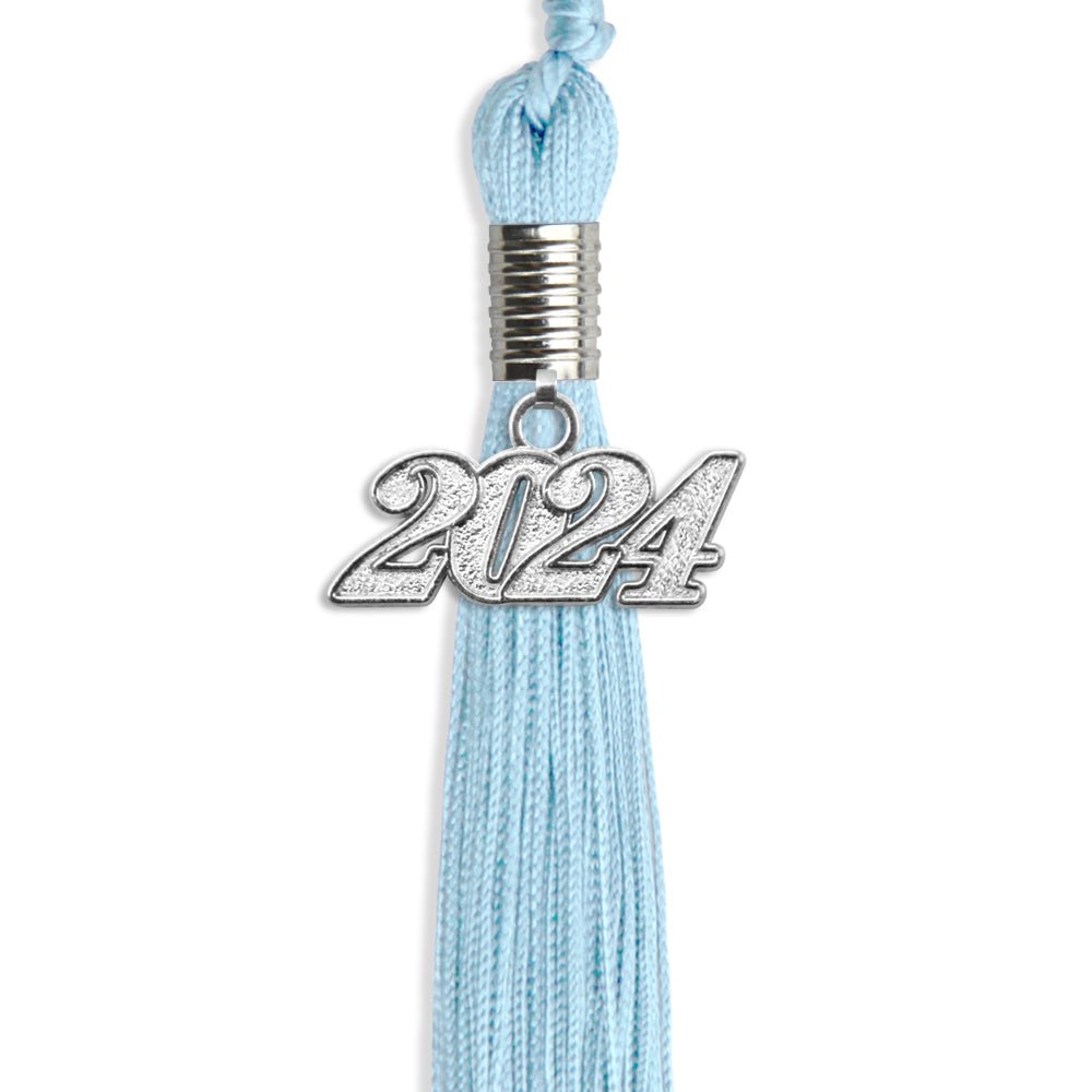 Light Blue Graduation Tassel with Silver Date Drop - Endea Graduation