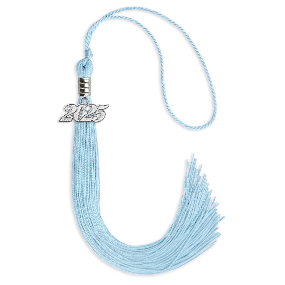 Light Blue Graduation Tassel with Silver Date Drop - Endea Graduation