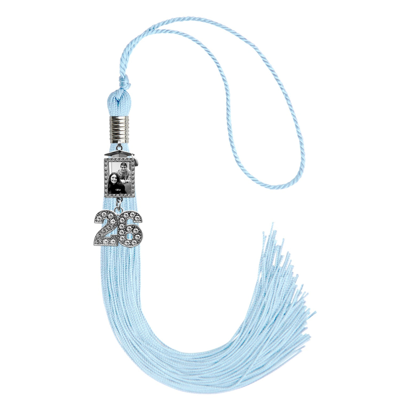 Light Blue Tassel with Photo Frame Charm and Bling Charm - Endea Graduation