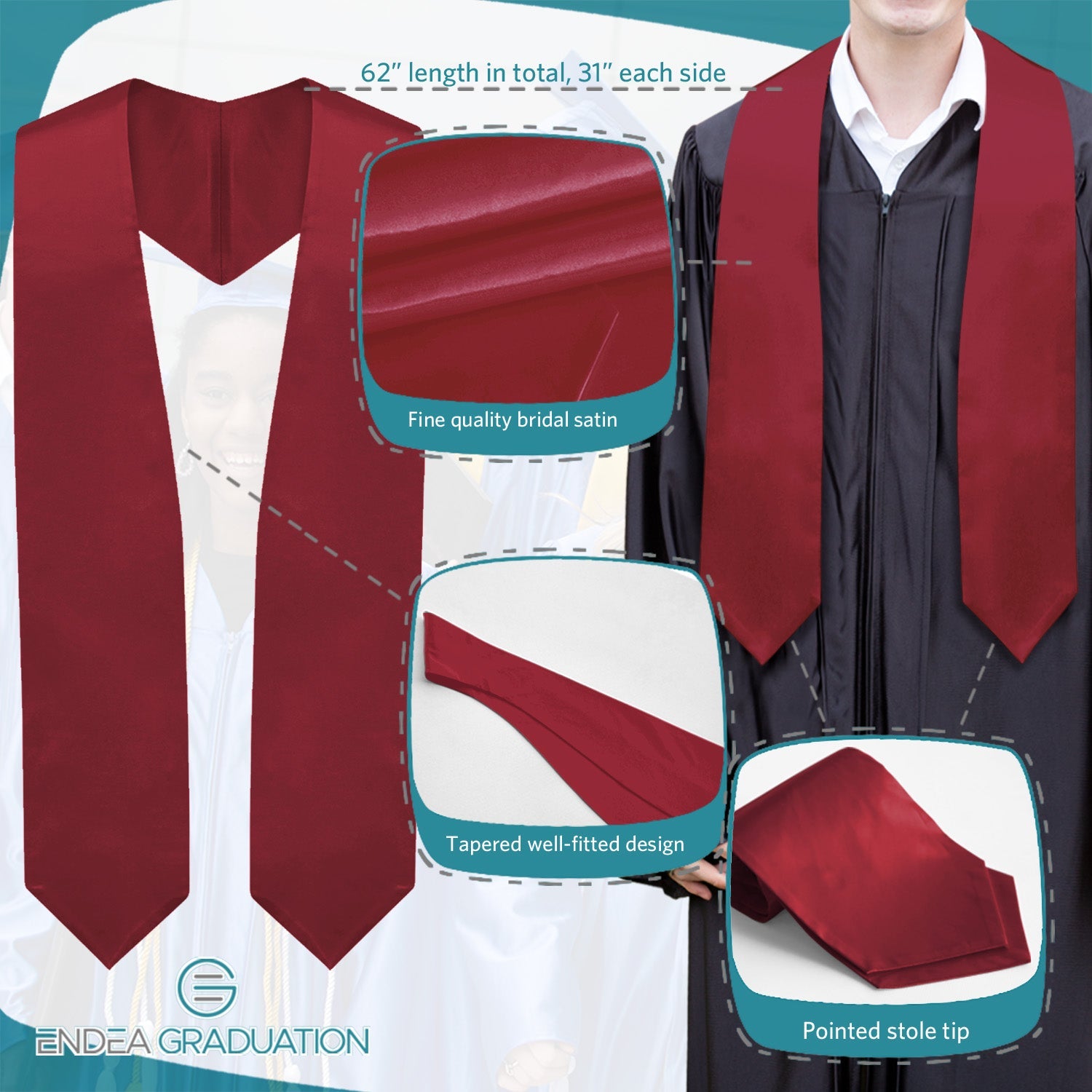 Maroon Graduation Stole - Endea Graduation