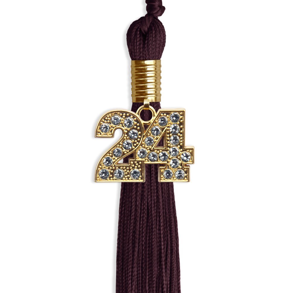 Maroon Graduation Tassel with Gold Bling Charm - Endea Graduation
