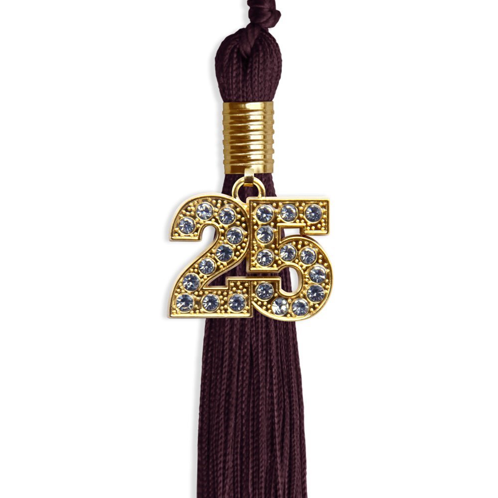 Maroon Graduation Tassel with Gold Bling Charm - Endea Graduation