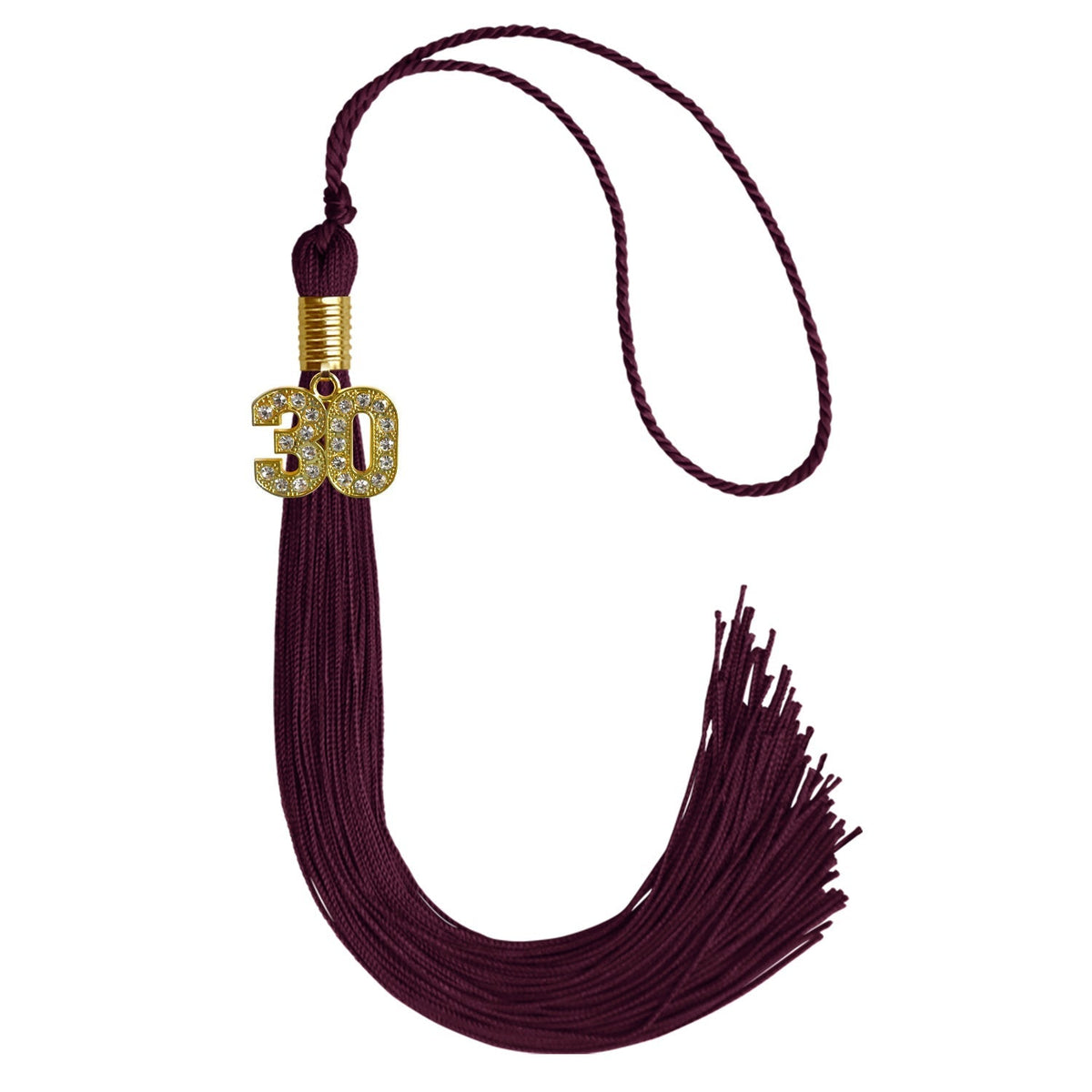Maroon Graduation Tassel with Gold Bling Charm - Endea Graduation