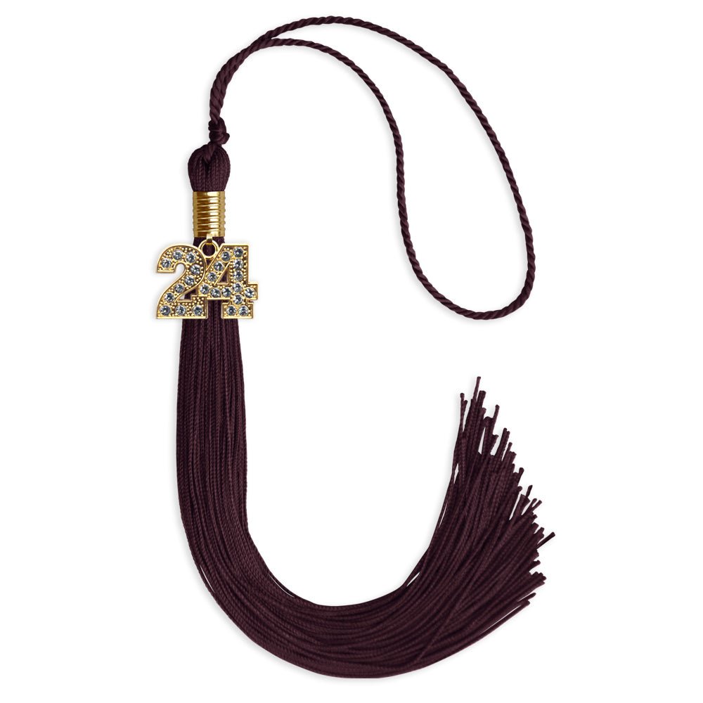 Maroon Graduation Tassel with Gold Bling Charm - Endea Graduation