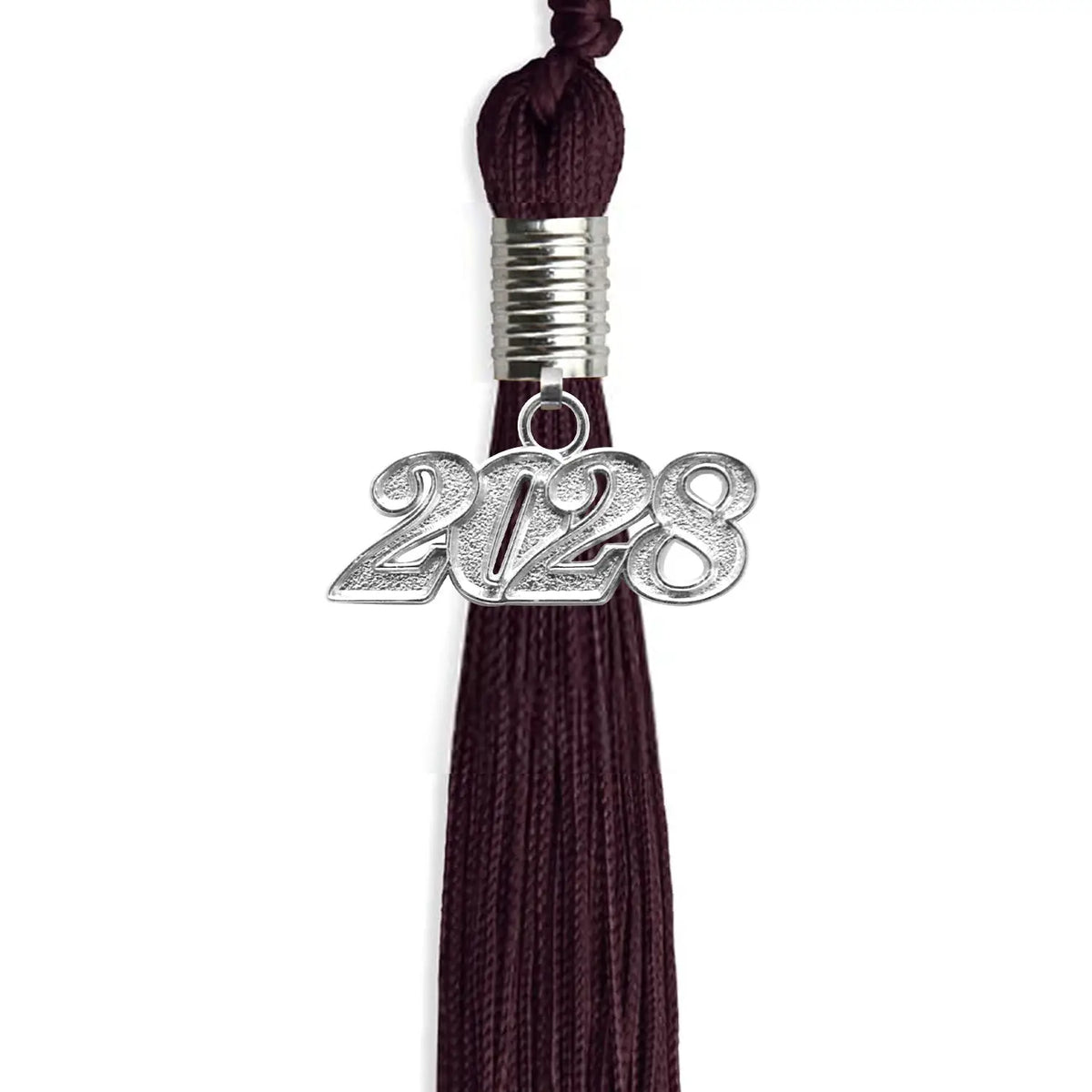 Maroon Graduation Tassel with Silver Date Drop by Endea Graduation
