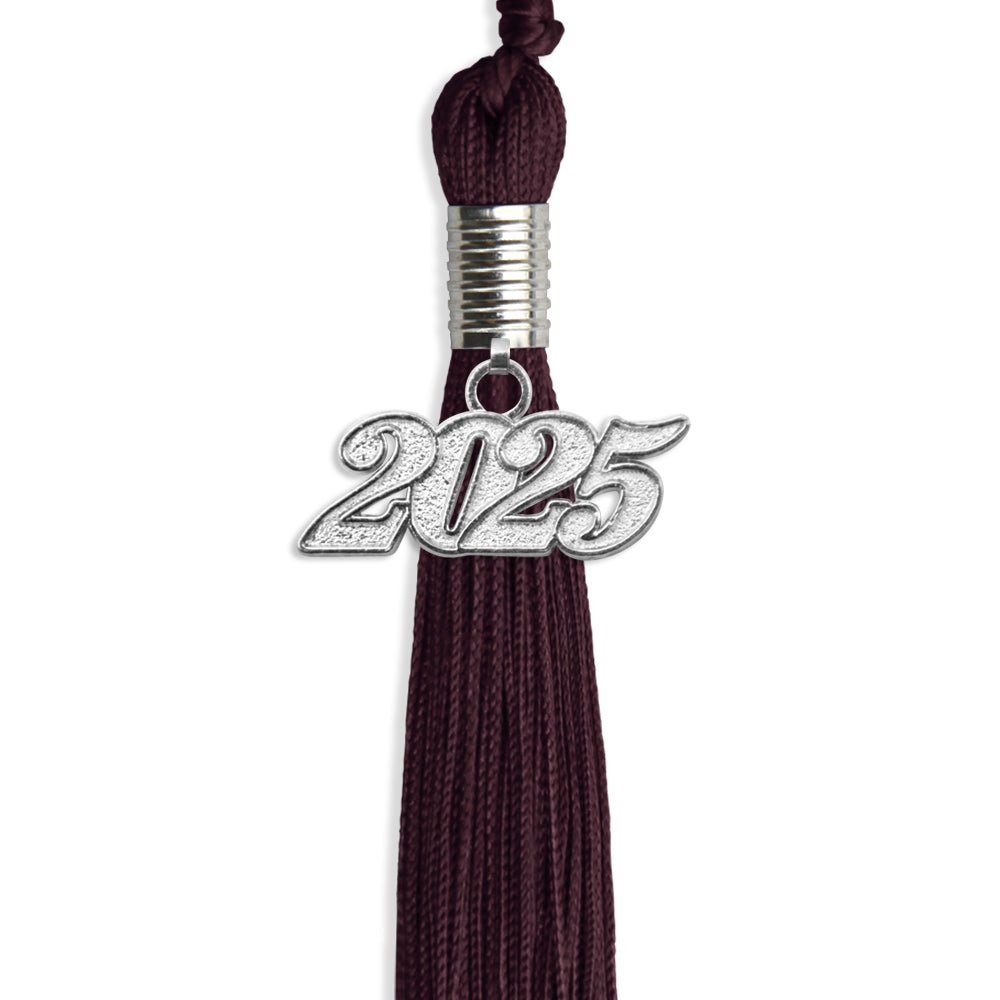 Maroon Graduation Tassel with Silver Date Drop - Endea Graduation