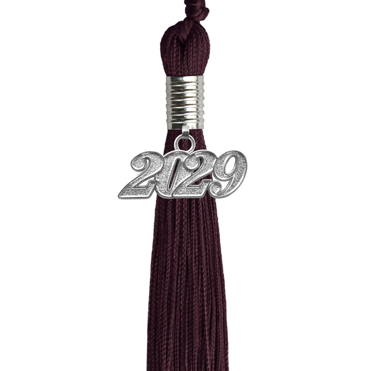 Maroon Graduation Tassel with Silver Date Drop by Endea Graduation