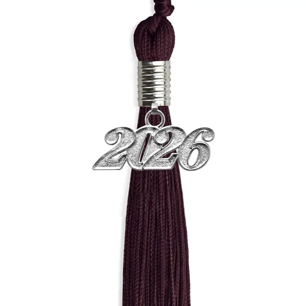 Maroon Graduation Tassel with Silver Date Drop by Endea Graduation