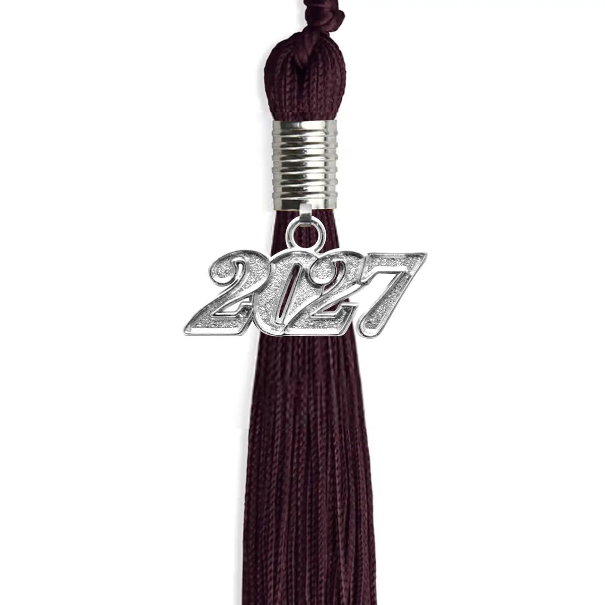 Maroon Graduation Tassel with Silver Date Drop by Endea Graduation