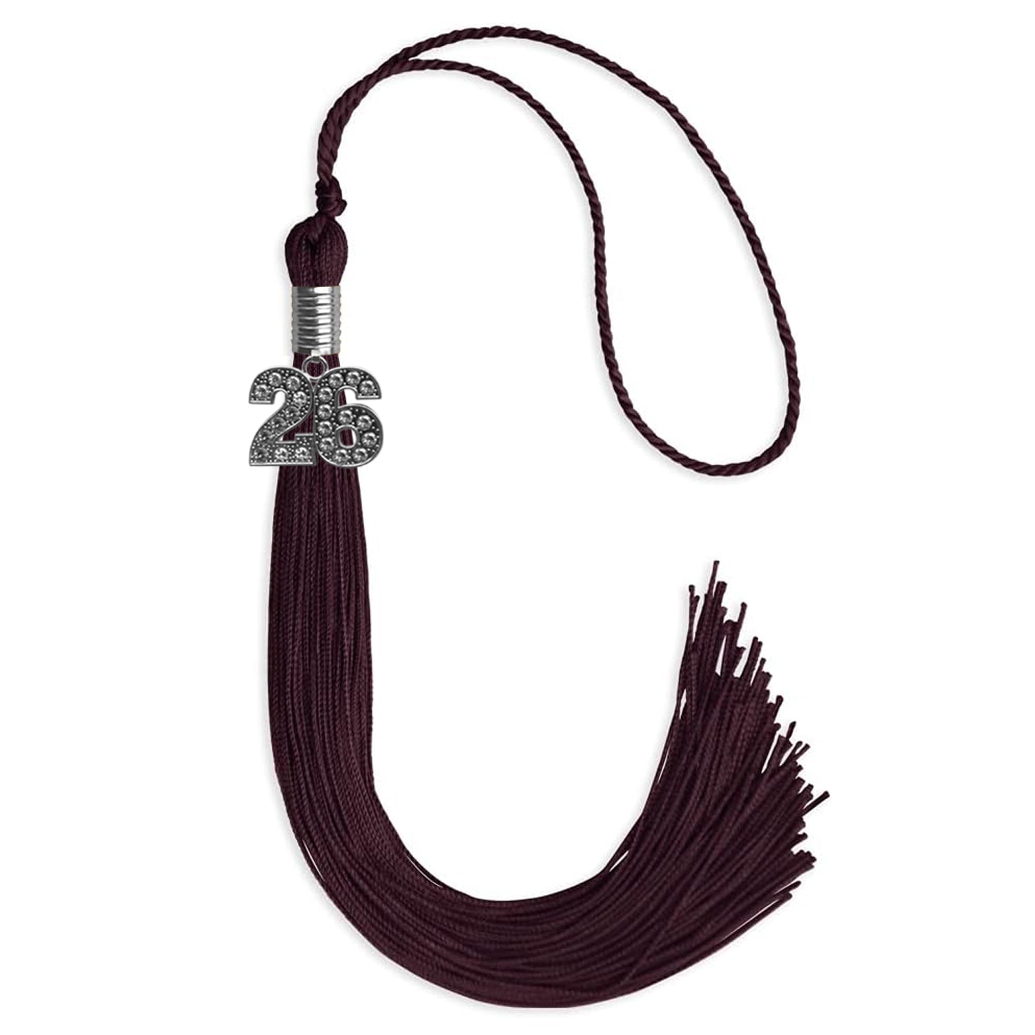 Maroon Graduation Tassel with Silver Date Drop - Endea Graduation