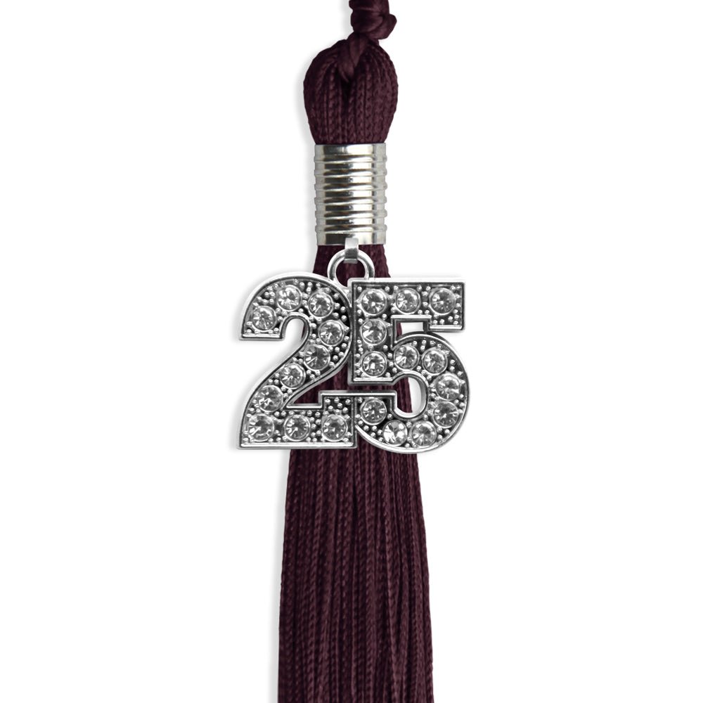 Maroon Graduation Tassel with Silver Date Drop - Endea Graduation