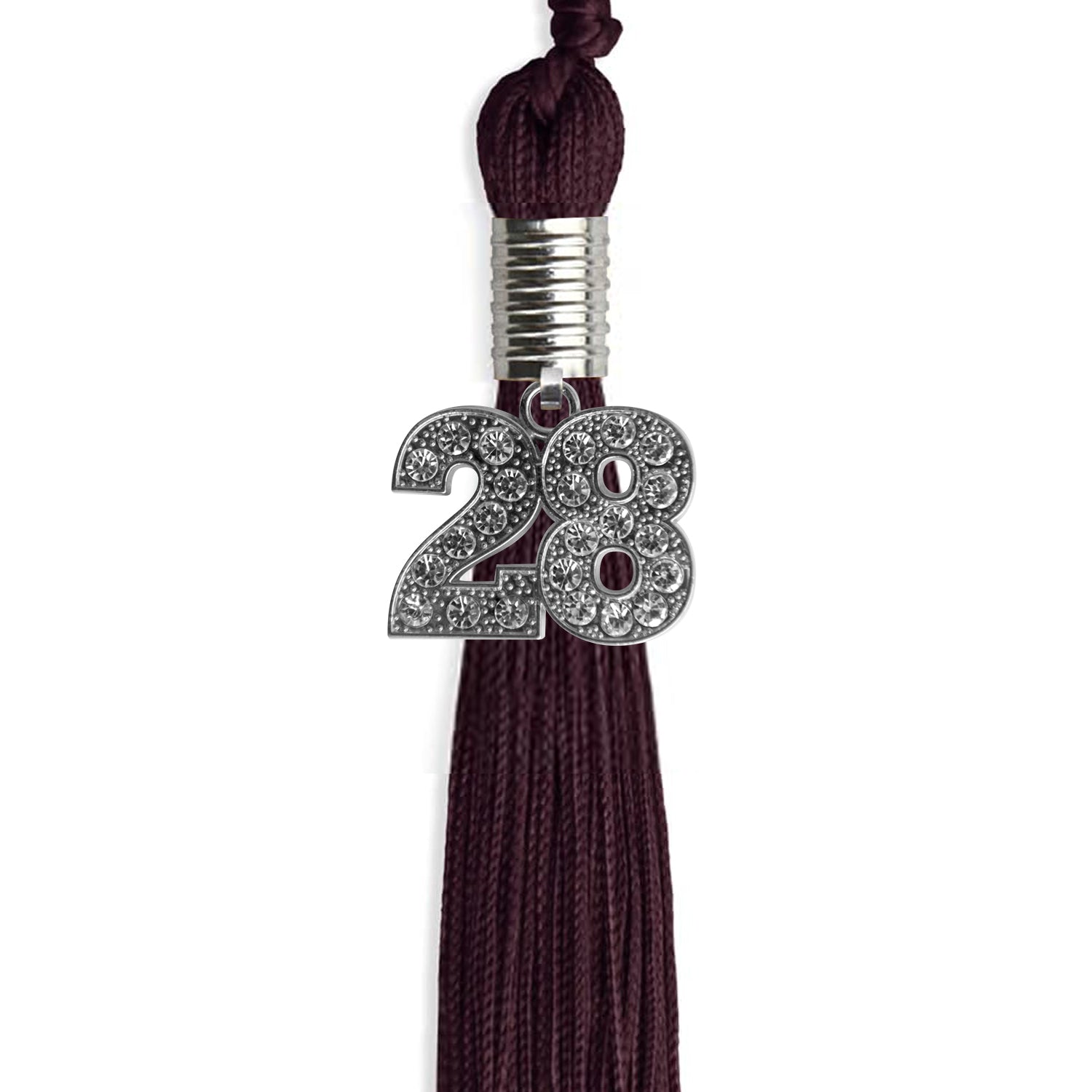 Maroon Graduation Tassel with Silver Date Drop - Endea Graduation