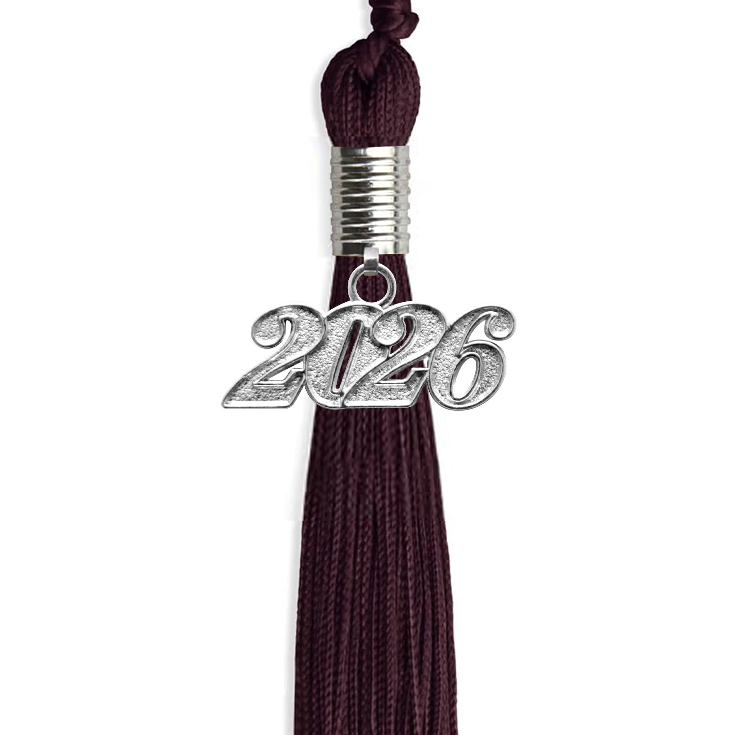 Maroon Graduation Tassel with Silver Date Drop - Endea Graduation