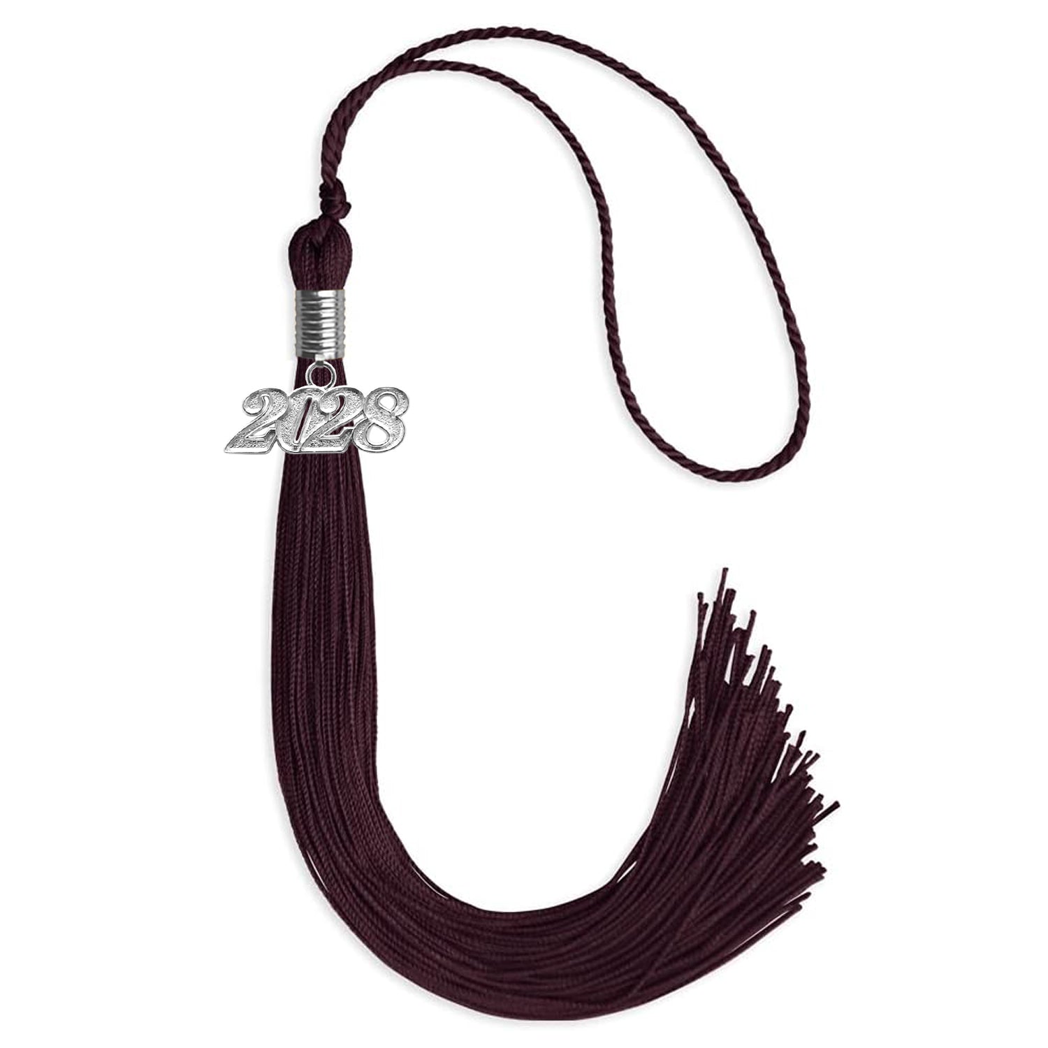 Maroon Graduation Tassel with Silver Date Drop - Endea Graduation