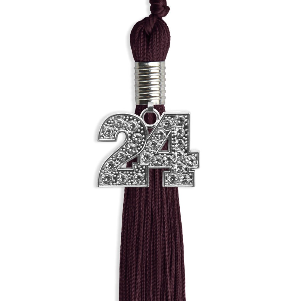 Maroon Graduation Tassel with Silver Date Drop - Endea Graduation