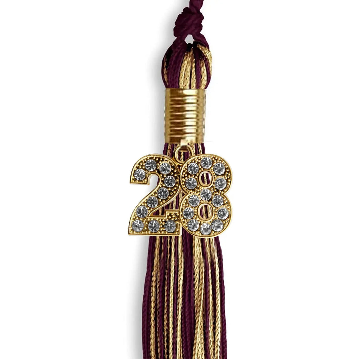 Maroon/Antique Gold Mixed Color Graduation Tassel with Gold Bling Charm - Endea Graduation