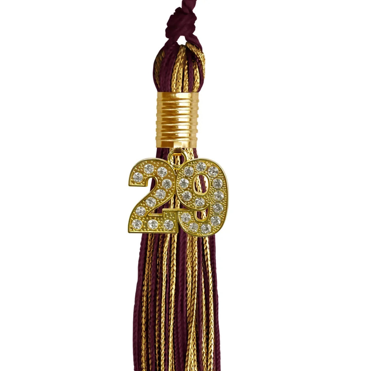 Maroon/Antique Gold Mixed Color Graduation Tassel with Gold Bling Charm - Endea Graduation