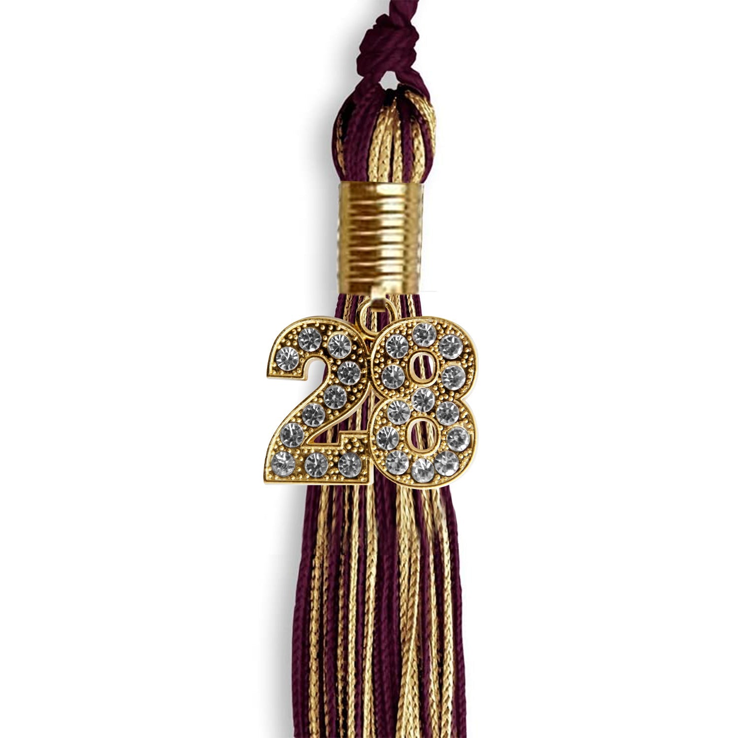 Maroon/Antique Gold Mixed Color Graduation Tassel with Gold Date Drop - Endea Graduation