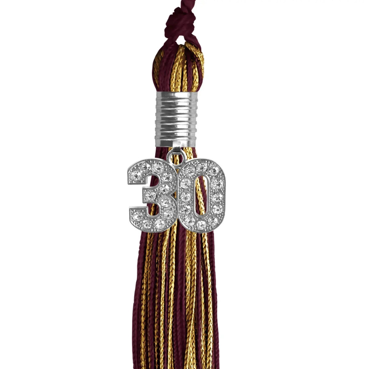 Maroon/Antique Gold Mixed Color Graduation Tassel with Silver Bling Charm - Endea Graduation