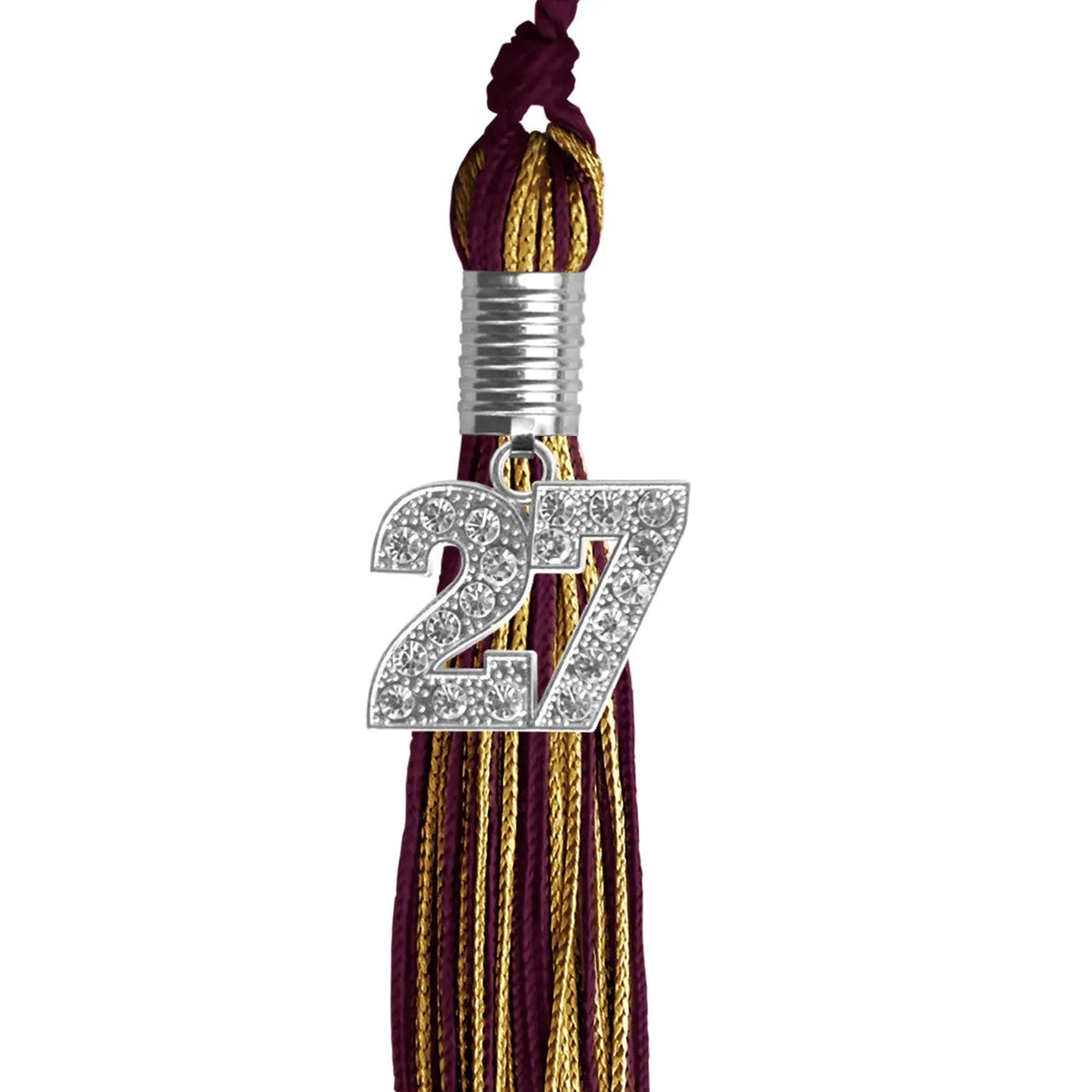 Maroon/Antique Gold Mixed Color Graduation Tassel with Silver Bling Charm - Endea Graduation
