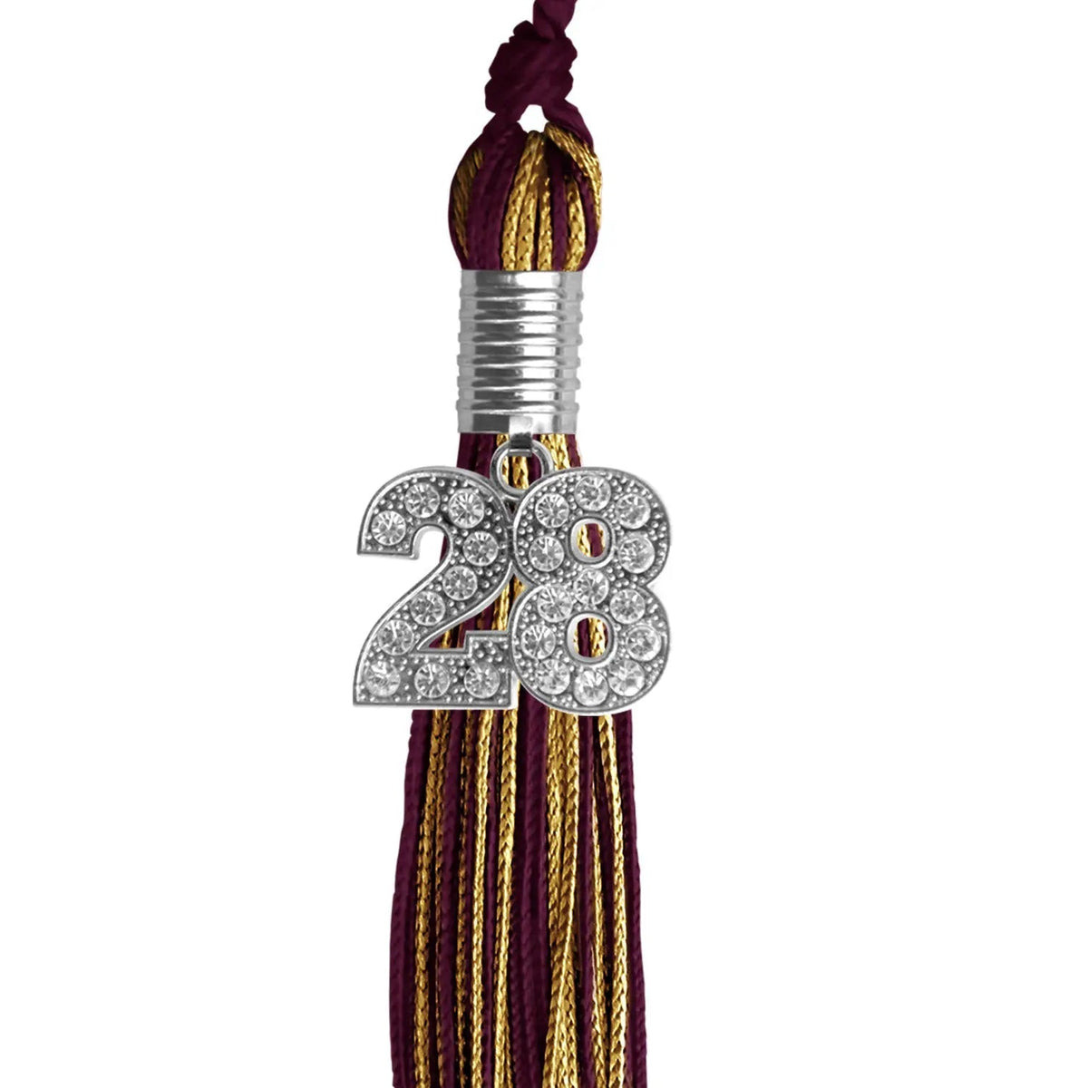 Maroon/Antique Gold Mixed Color Graduation Tassel with Silver Bling Charm - Endea Graduation