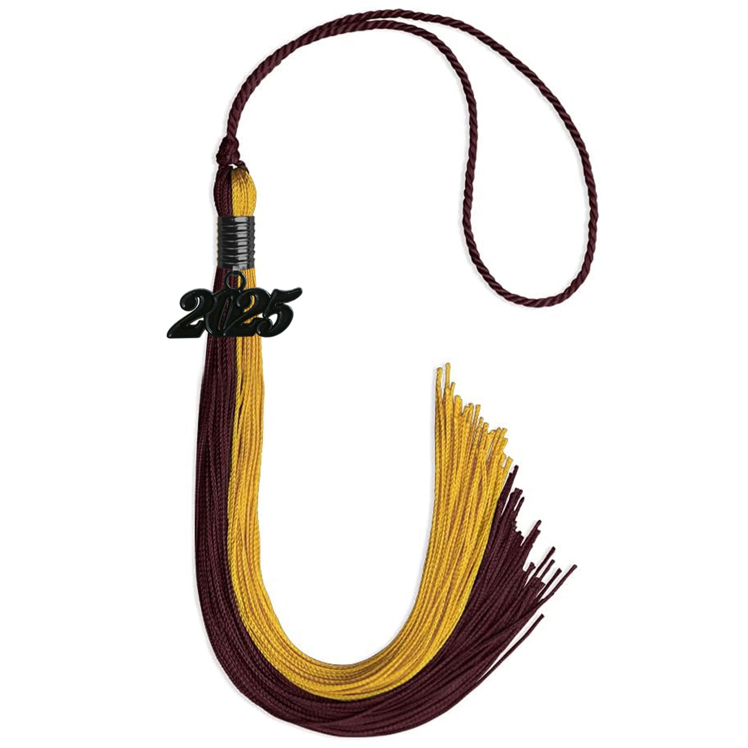 Maroon/Bright Gold Graduation Tassel with Black Date Drop - Endea Graduation