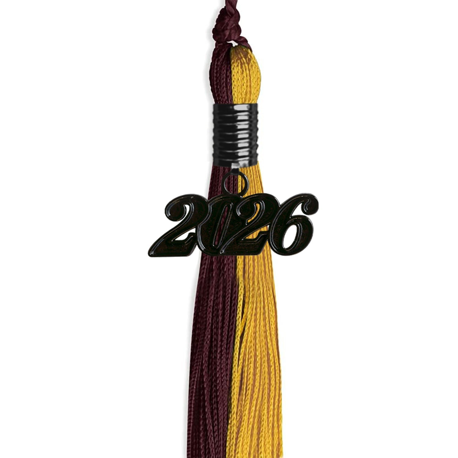 Maroon/Bright Gold Graduation Tassel with Black Date Drop - Endea Graduation