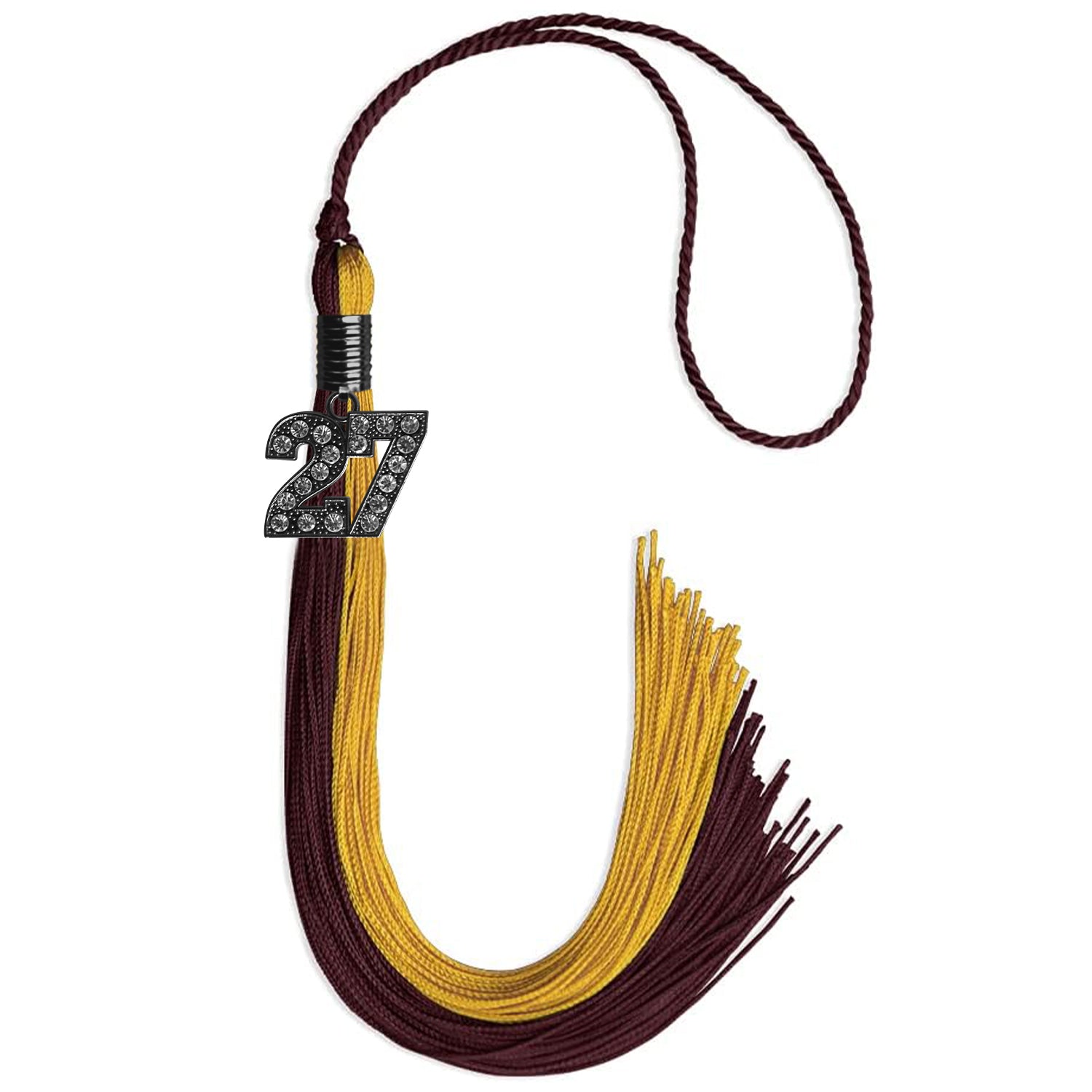 Maroon/Bright Gold Graduation Tassel with Black Date Drop - Endea Graduation